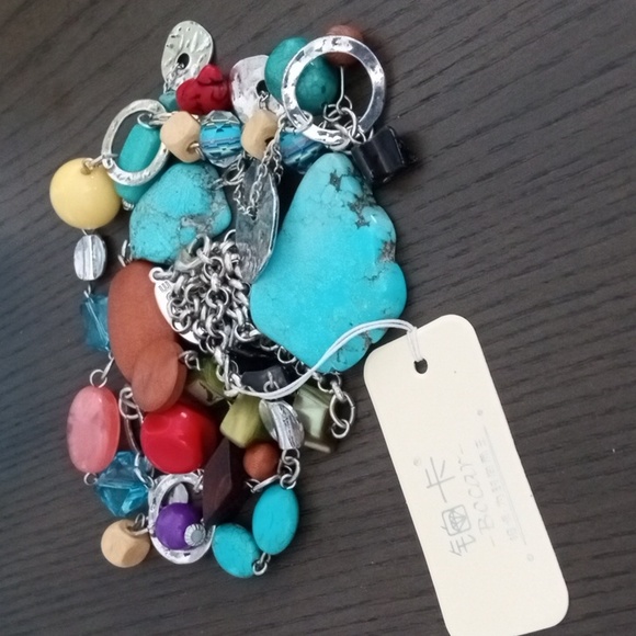 NWT Bocar. Silver Tone . Mix Materials Colorful Long Necklace. - Picture 13 of 14